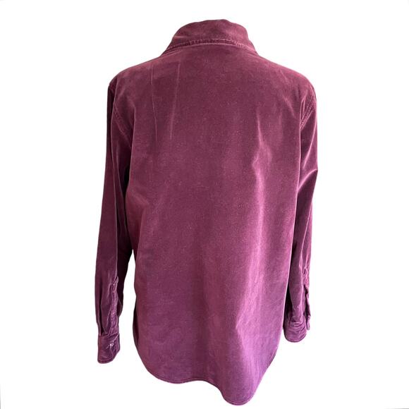 Faded Glory Burgundy Brushed Velvet Snap Front Shirt Size 14W/16W Fall Winter - Picture 4 of 9